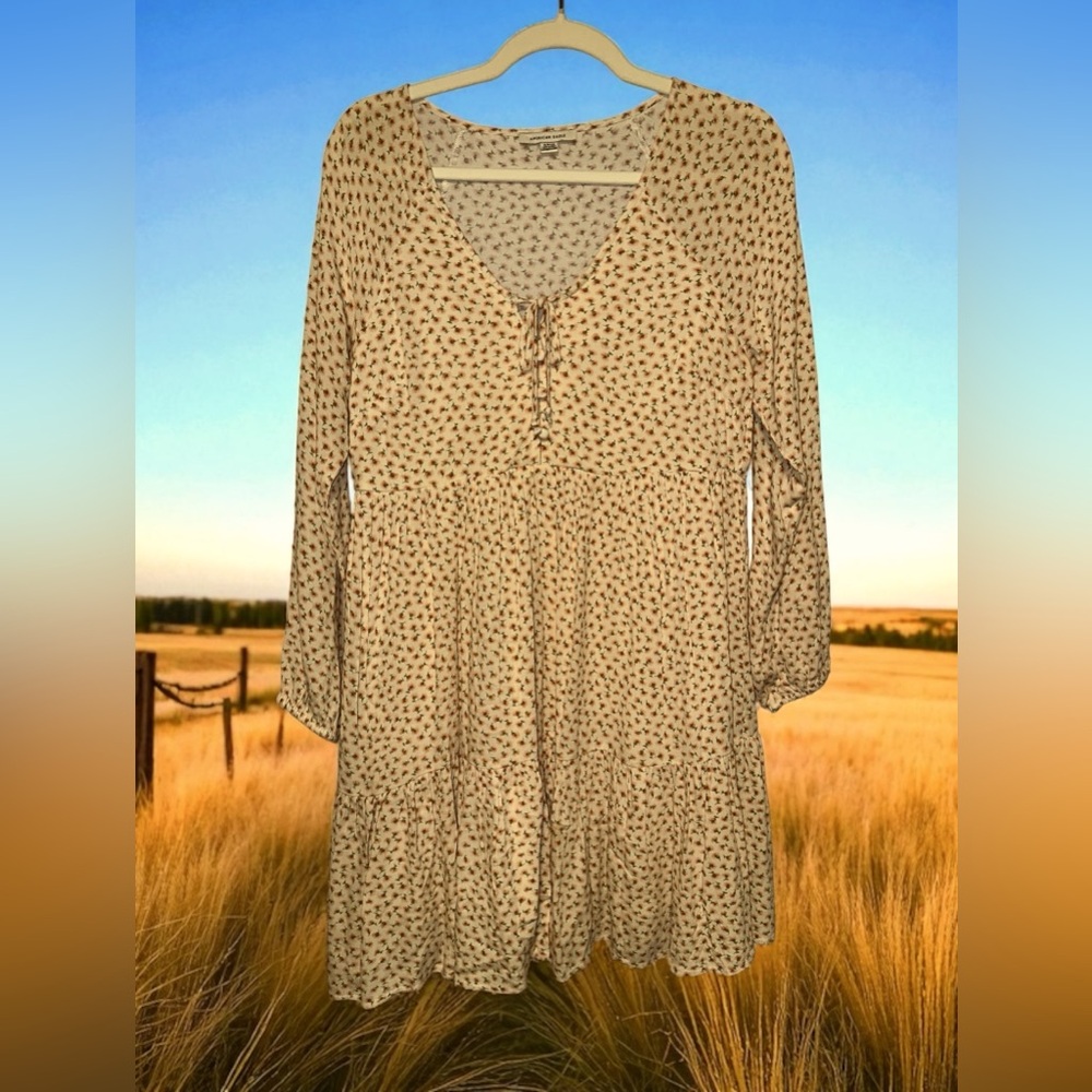 American Eagle‎ Outfitters Cream Floral Prairie Dress size S EUC